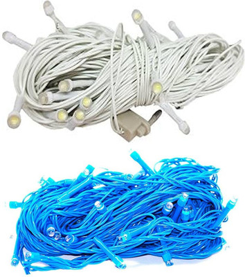 Olae 25 LEDs 10 m White, Blue Steady Bulb Rice Lights(Pack of 2)