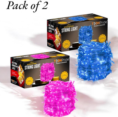 TechPride 40 LEDs 11 m Blue, Pink Steady String Rice Lights(Pack of 2)