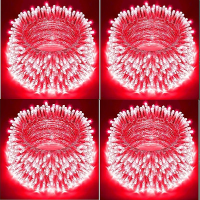 TECH GAMERZ 40 LEDs 12 m Red Flickering String Rice Lights(Pack of 4)