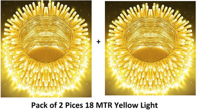 Junjadiya 58 LEDs 18 m Yellow Steady Ball Rice Lights(Pack of 2)