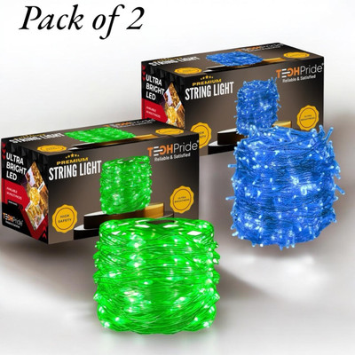TechPride 40 LEDs 11 m Blue, Green Steady String Rice Lights(Pack of 2)