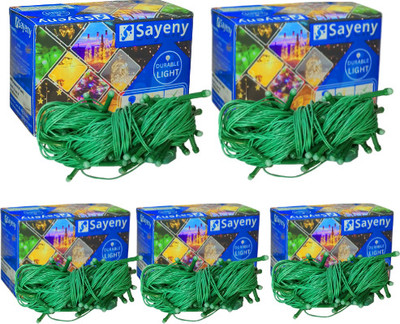 SAYENY 40 LEDs 15 m Green Steady String Rice Lights(Pack of 5)