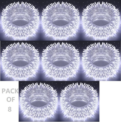CANDLE 40 LEDs 11 m White Steady String Rice Lights(Pack of 8)