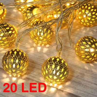 circisun 20 LEDs 4 m Gold Steady Ball Rice Lights(Pack of 1)