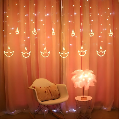 GloShyn 138 LEDs 2.5 m Yellow Flickering, Steady Diya Rice Lights(Pack of 1)
