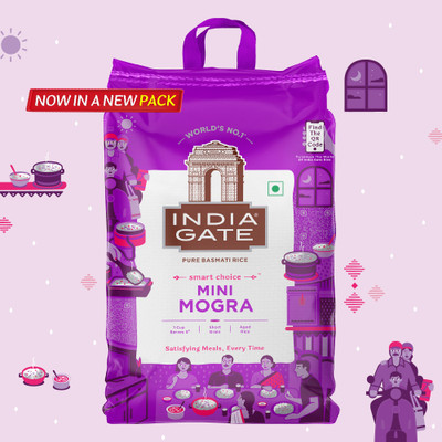 INDIA GATE 1 Cup Serves 5 Mini Mogra | Aged Rice | Smart Choice Basmati Rice (Polished)(10 kg)