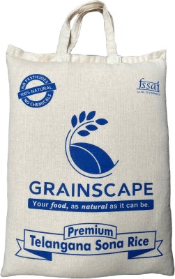 Grainscape Premium Telangana Sona Rice Brown Raw Rice (Small Grain, Unpolished)(1 kg)