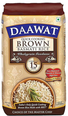 Daawat Brown Basmati Rice, 1kg, Poly Pouch Brown Basmati Rice (Long Grain, Raw)(1 kg)
