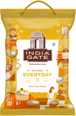 INDIA GATE All Rounder Everyday | Aged Rice | Fluffy & Non-Sticky Basmati Rice (Medium Grain, Polished)(5 kg)