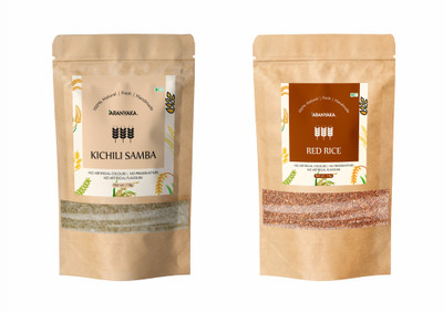 ARANYAKA Kichili Samba and Red Rice | 1 kg Each | Red Boiled Rice (Medium Grain, Unpolished)(2 kg)