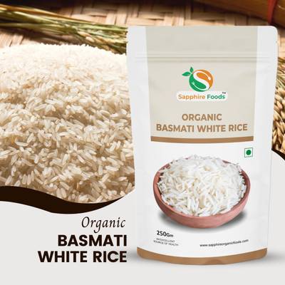 Sapphire Foods Organic Basmati White Rice / Chawal Basmati Rice (Medium Grain, Polished)