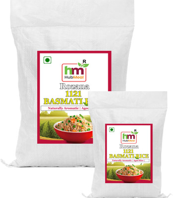 Hubmeal Premium 1121 Basmati Rice ROZANA BASMATI RICE Aged Rice |Non-Sticky| 10kg Basmati Rice (Full Grain, Raw)(10 kg)