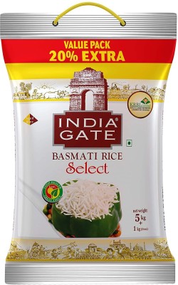 INDIA GATE Select Premium Basmati Rice Aged Rice with Extra Long Grains 5 kg + 1 kg Free Long Grain Rice (Long Grain, Raw)(6 kg)