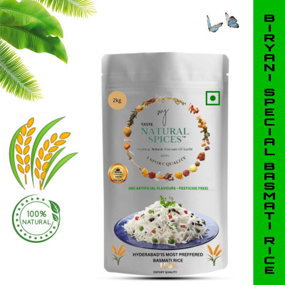 MJTASTENATURAL Basmati Hyderabad Biryani Rice | Premium Long Grain Basmati Rice (Long Grain)(2 kg)