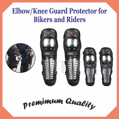 Huims Adjustable Knee & Elbow Pads Protection Motorcycle Racing Riding Unisex Guard Elbow Guard, Knee Guard Free Black(Pack of 4)