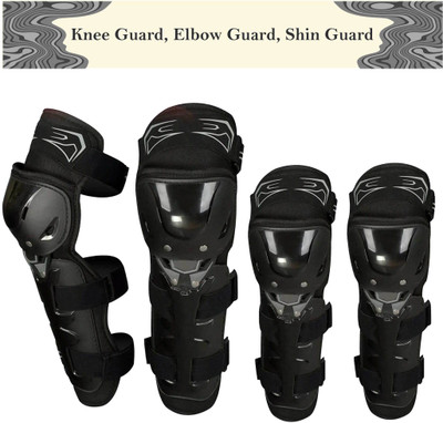 Allowing Flexible Breathable Elbow & Knee Guard Elbow Guard, Knee Guard Free Black(Pack of 4)