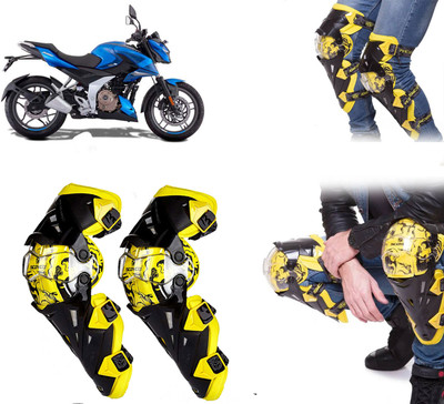 AUTO PEARL Black & Yellow Protective Knee Gurad 2 Pcs for Pulsar 250 Elbow Guard, Knee Guard Free Black, Yellow(Pack of 2)