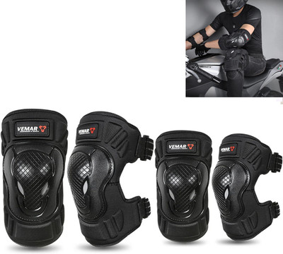 AUTO PEARL Protective Half Elbow Guard/Knee and Shin Guards for All Bike Elbow Guard, Knee Guard, Shin Guard Free Black(Pack of 4)