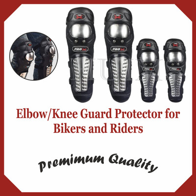 Allowing Alloy Steel Elbow Guard Knee Guard Shin Protector for Bikers Riders Elbow Guard, Knee Guard Free Black(Pack of 4)
