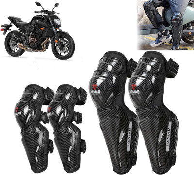 AUTO PEARL Monstor style Knee Guard Set Riding Safety Protection 4Pcs Elbow Guard, Knee Guard Free Black(Pack of 4)