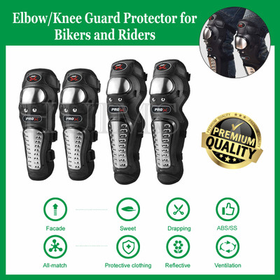 Huims Pro-X Alloy Stainless Steel Knee Guard Flexible Breathable Adjustable Knee Shin Elbow Guard, Knee Guard Free Black(Pack of 4)