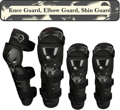 Huims Flexible Breathable Elbow & Knee Guard Elbow Guard, Knee Guard Free Black(Pack of 4)