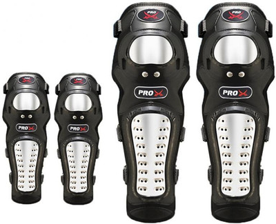 SRPHERE-Elbow-Guard-Shin-Guard-Free-Black-Silver-Pack-of-4