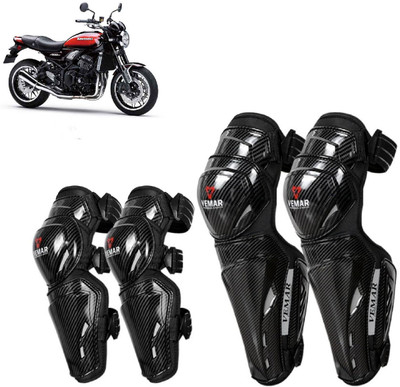 AUTO PEARL Carbon Black Knee Guard Set Riding Safety Protection Elbow Guard, Knee Guard Free Black(Pack of 4)