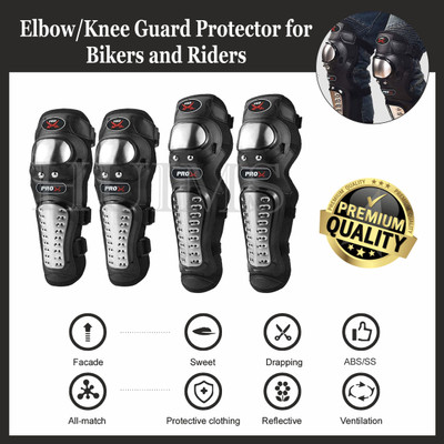 Allowing 4Pcs/Set Motorcycle Kneepad Stainless Steel Moto Elbow Knee Pads Protective Elbow Guard, Knee Guard Free Black(Pack of 4)
