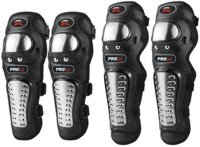 Huims 4Pcs/Set Motorcycle Kneepad Stainless Steel Moto Elbow Knee Pads Protective Elbow Guard, Knee Guard Free Black(Pack of 4)