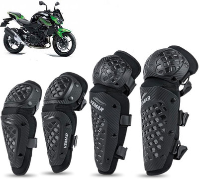 AUTO PEARL Knee Guard Set Riding Safety Protection E30 4Pcs Elbow Guard, Knee Guard Free Black(Pack of 4)