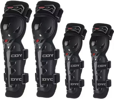 Taveesa Motorcycle Knee Shin Guards Elbow Guard Pads 4 in 1 PP Shell Protector Elbow Guard, Knee Guard Free Black(Pack of 4)