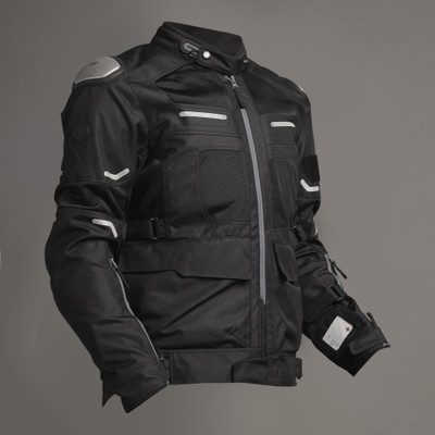 ROYAL ENFIELD CrossRoader | Shoulder, Elbow, Chest, Back Armour |Titanium Slider | Rain Liner Riding Protective Jacket(Black, M)