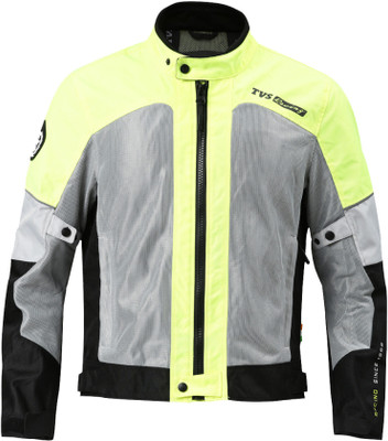 TVS Racing Challenger Riding Protective Jacket(Grey, Green, XL Regular)