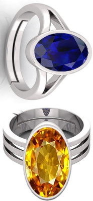 BHAIRAW GEMS Moonstone Stone Silver Adjustable Ring Stainless Steel Ring