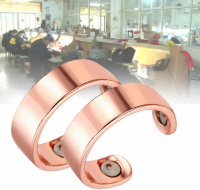 ABC 2 Packs of copper Sugar control Magnetic ring Copper Crystal Gold Plated Chain Ring - Multi Finger