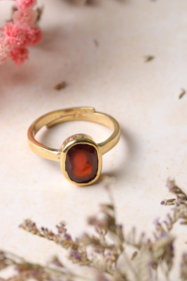 STUDIO VAIDIK Real Gomed/ Hessonite 7.25 ratti Ring with Certificate in ashtadhatu metal Alloy Gold Plated Ring
