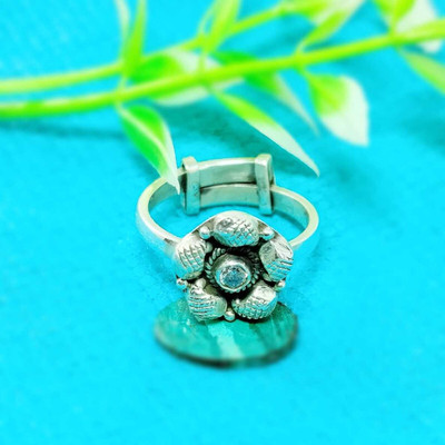 jsaj ROUND SHAPE WITH AMBI OR MANGO ALL AROUND WITH CUBIC ZIRCONIA STONE Sterling Silver Carnelian Silver Plated Ring