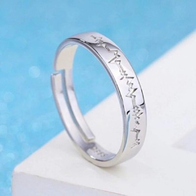 STAR CREATION Stainless Steel & Silver plated heart beat ring Stainless Steel Silver Plated Ring
