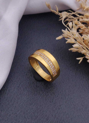 GKKAKADIYA Gold Plated Diamond Wedding,Partywear ring-161 Brass Diamond Gold Plated Ring