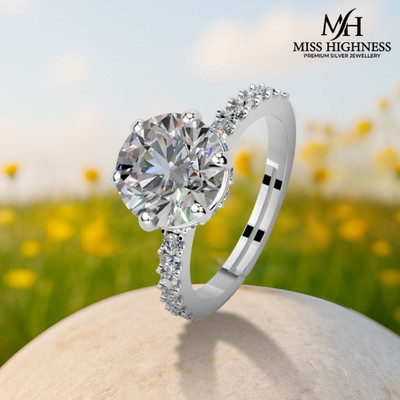 Miss Highness Women’s Special Zircon Diamond Adjustable Ring – Luxury Gift for Women & Girls, Sterling Silver Cubic Zirconia Rhodium Plated Ring