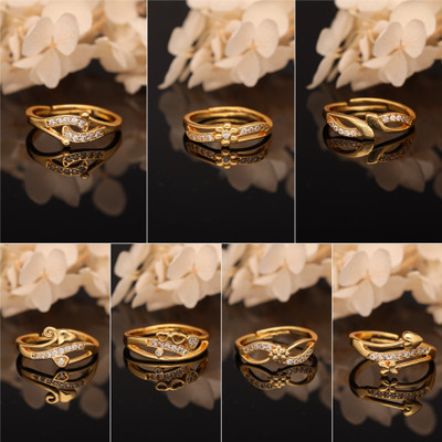 Weroxa Combo of 7 AD Brass Diamond Gold Plated Ring
