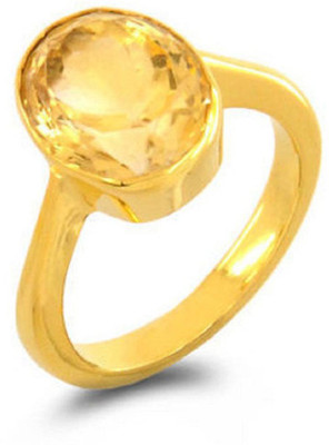 RATAN BAZAAR Yellow SapphireStone (Pukhraj) Panchdhatu Alloy Sapphire Gold Plated Ring Copper Sapphire Gold Plated Ring