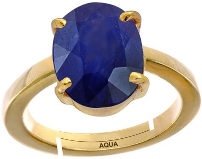 AQUAGEMS Blue Sapphire (Neelam) 10.25 Ratti or 9.5 Ct Panchdhatu/5 Metal Women Adjustable Stone Ring