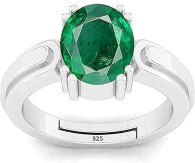 Sidhi shree Brass Emerald Silver Plated Ring