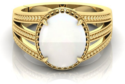 Pranjal Gems 9.25 Ratti Opal Gemstone Adjustable Ring With Lab CertificateST Stone Opal Brass Plated Ring