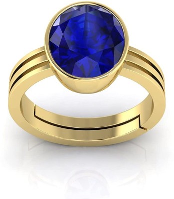 BWM GEMS Certified 10.25 Ratti Blue Sapphire Stone ( Neelam Stone ) Panchdhatu Metal Sapphire Silver Plated Ring