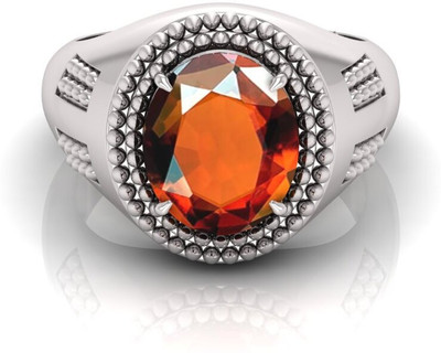 Pranjal Gems Stone Garnet Silver Plated Ring