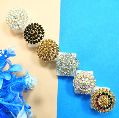 Divyanshi Collection Combo Pack Of Multicolour 6 Ad Rings Brass Diamond Gold, Silver Plated Ring Set