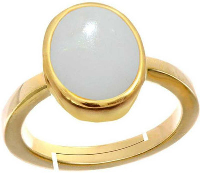 Gemzonite Effective & Natural 6.25 ratti Opal Stone Ring for Astro Purposes... Alloy Opal Gold Plated Ring